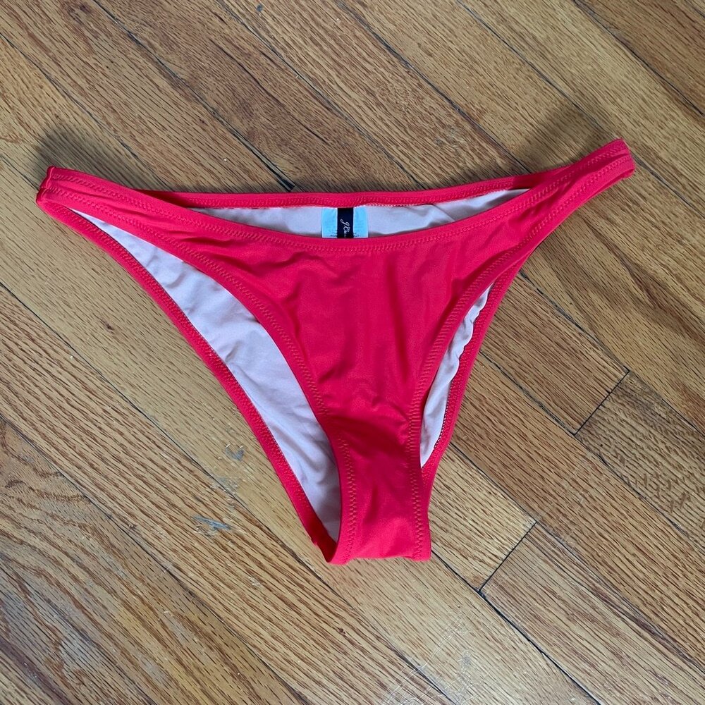 J. Crew Women's Red 1989 High-leg Bikini Bottom Swim Beach Surf Paddle Size S